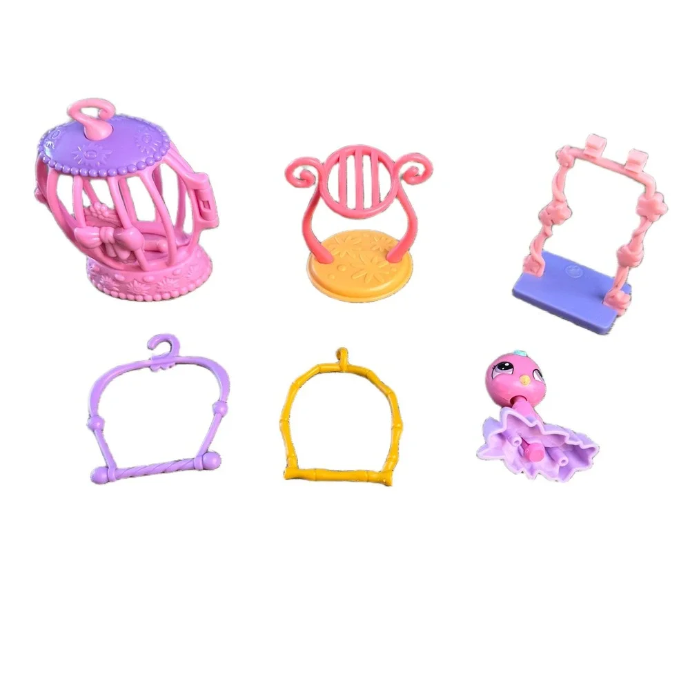 Hasbro‎ Littlest Pet Shop Bird Cage Swings Perches and Bird Figure Lot 2005 Vtg